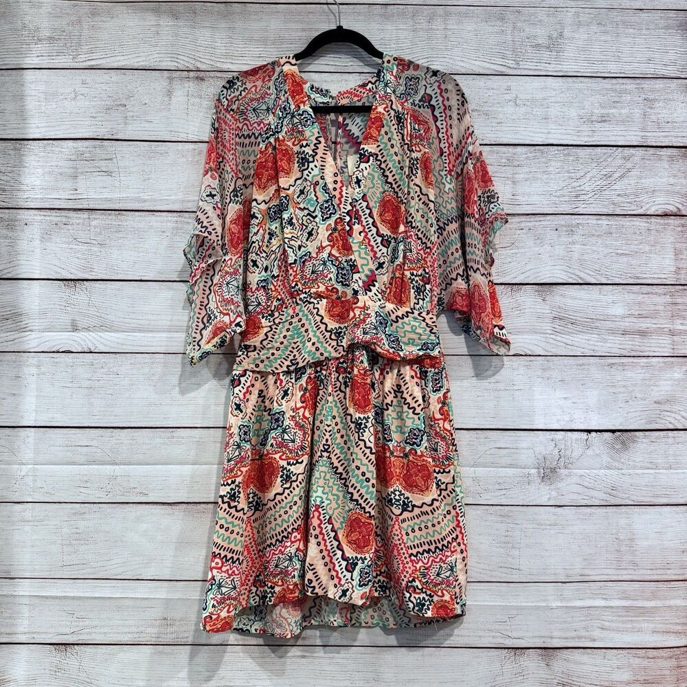 Anthropologie Maeve Siya Kimono Mini Dress Size 4 Multicolored Floral - Picture 11 of 15
